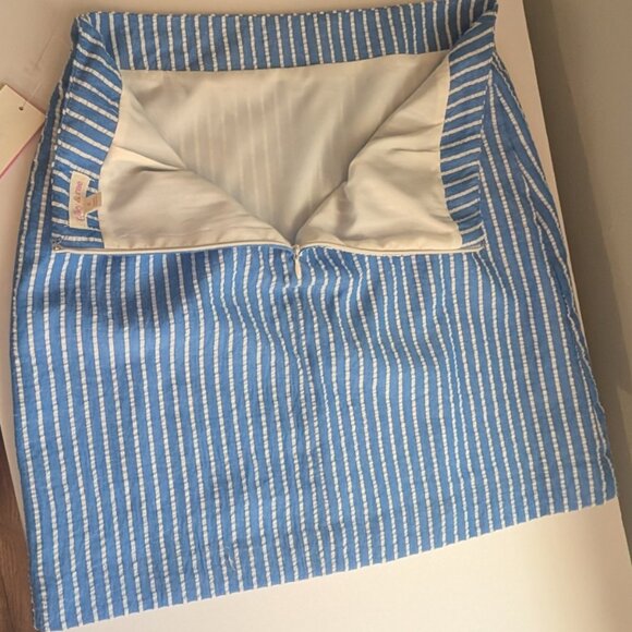 Riley & Rae Deep blue striped linen mini skirt Size 4 NWT - Picture 4 of 4